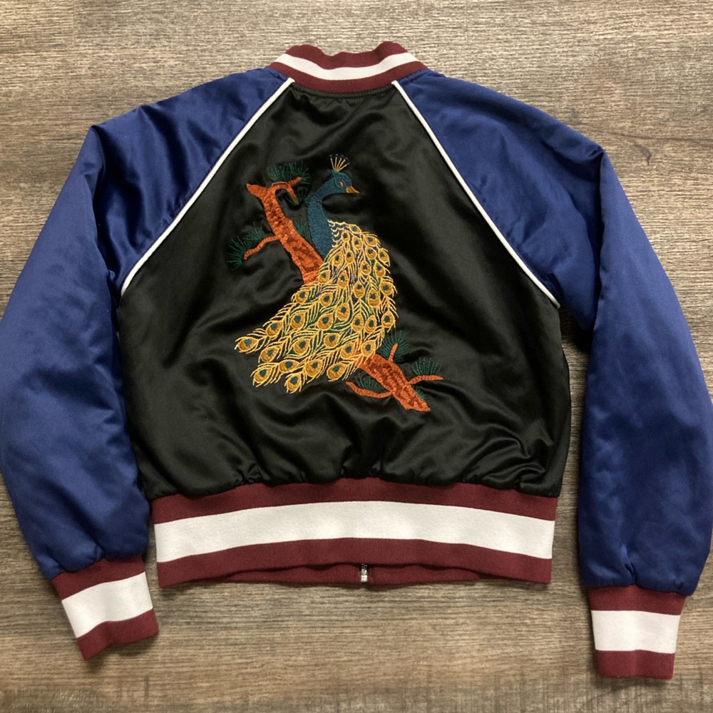 Wilfred satin peacock bomber jacket